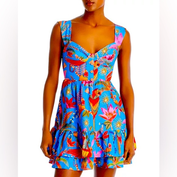 FARM Rio Blue Floral Mini Dress - Picture 6 of 10